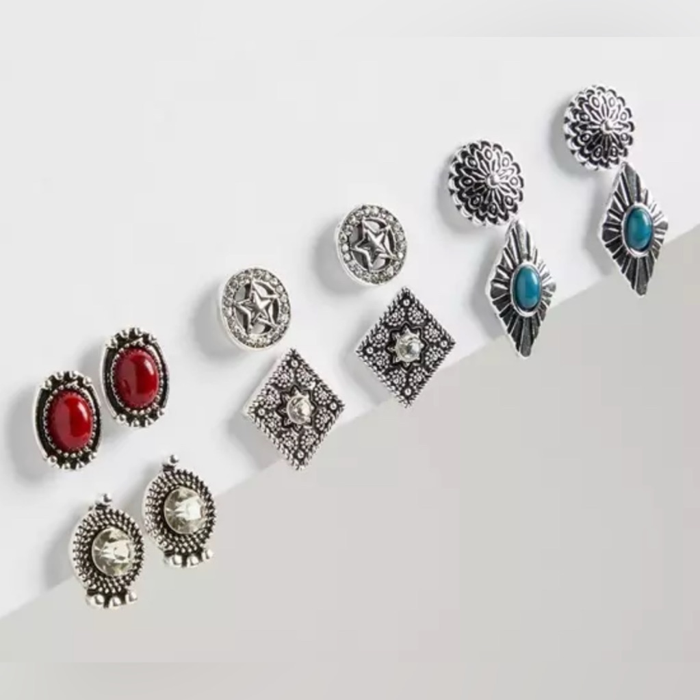 J25-011 - Torrid Antique Stud Earrings Set Southwest Motifs